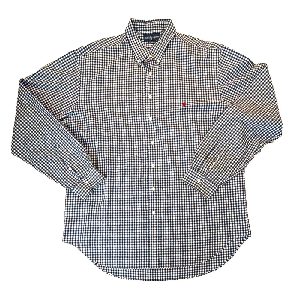 Ralph Lauren Mens 2XLT Check Gingham Cotton Button-Down Shirt Classic Fit